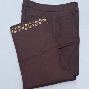 Brown Embellished Capris